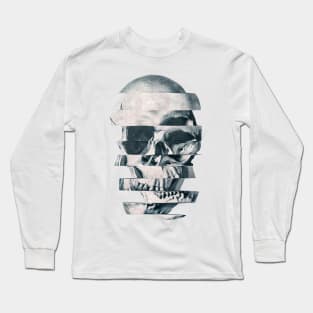 Glitch Skull Mono Long Sleeve T-Shirt